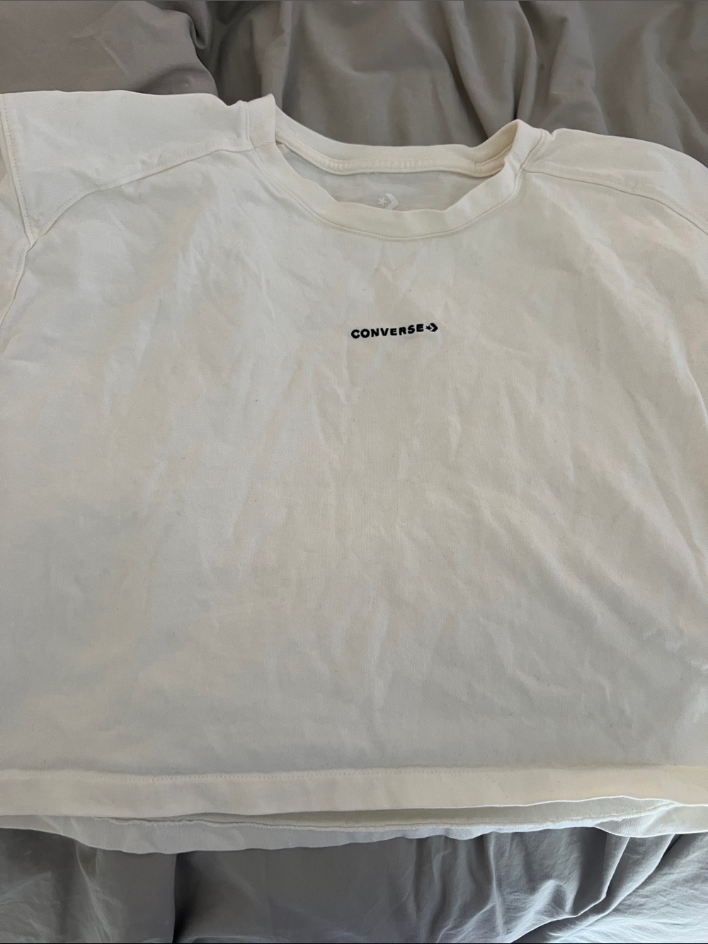 Converse Women’s Cream Long Sleeve Tee with Small Black Logo